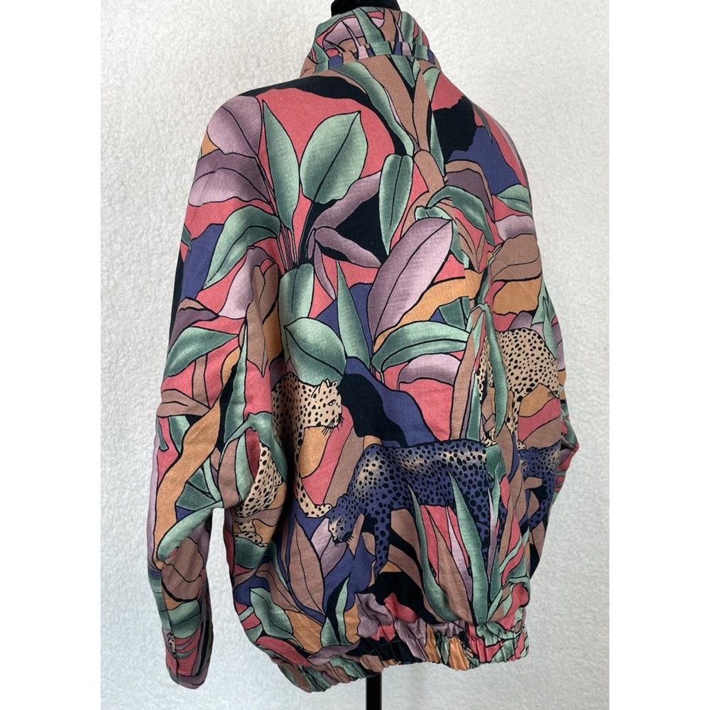 MARI + FÄTOU • Ayah Cats and Leaves Print Oversized Bomber Jacket, S/M - Picture 6 of 16